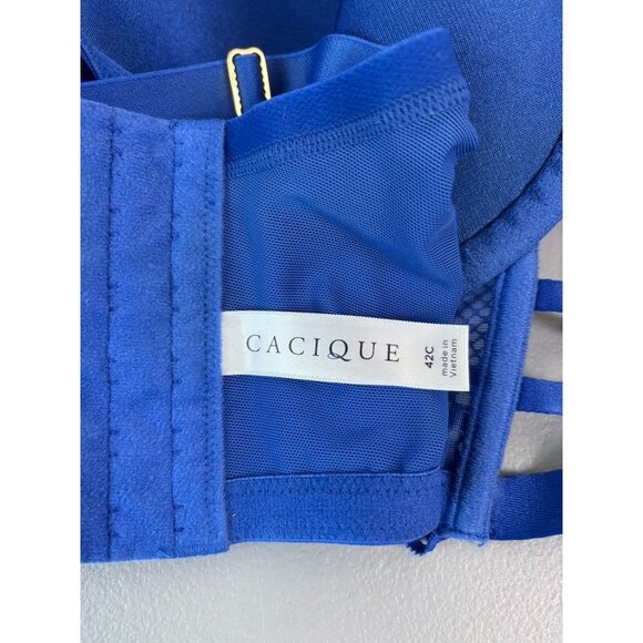 Cacique 42C‎ royal blue lightly lined french balconette underwire corset bra - Picture 6 of 7